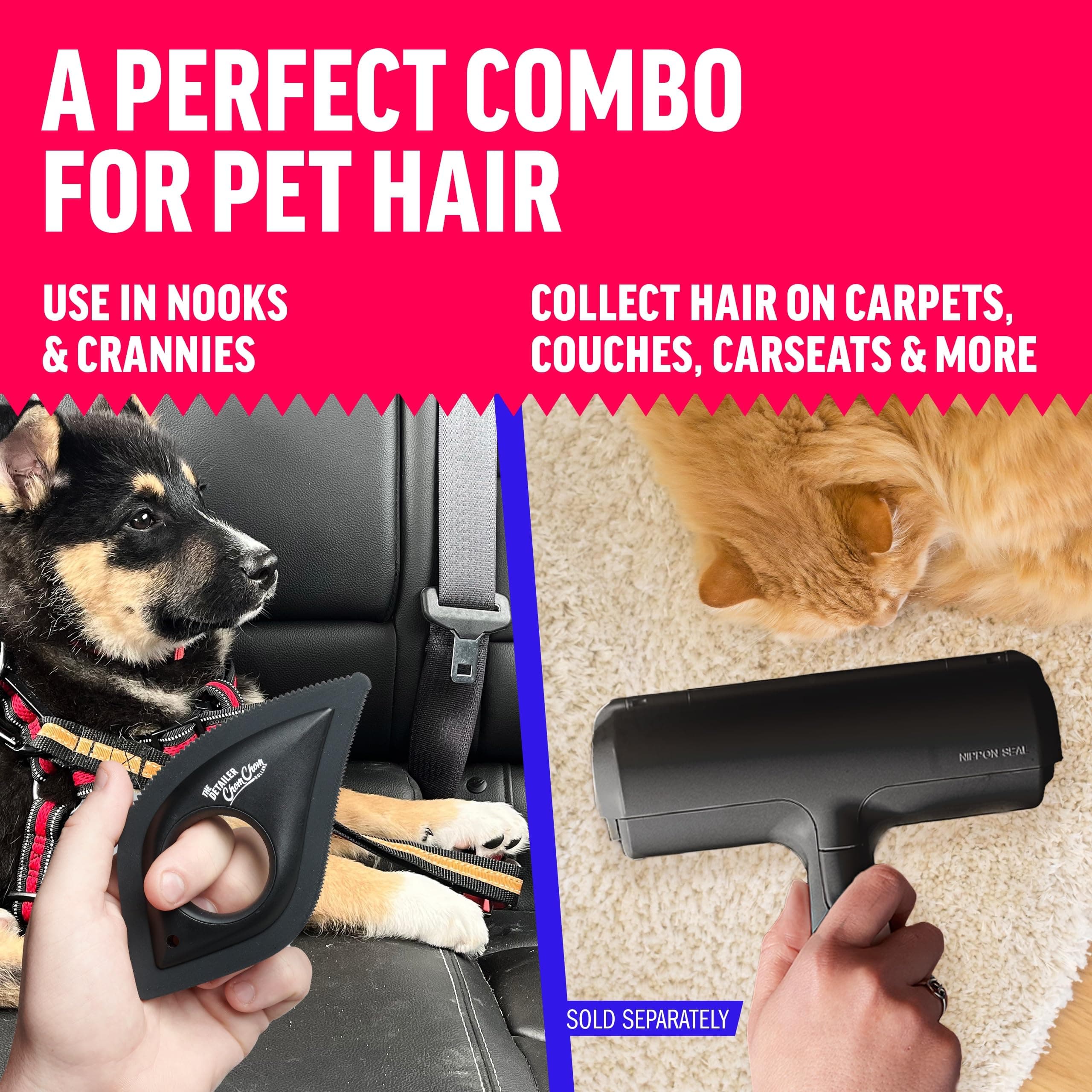 ChomChom Roller Detailer- Scraper for Pet Hair Remover and Lint - Great for CAR - Cat and Dog Hair Remover for Couch, Furniture, Carpet, Clothing and Bedding - Travel Multi-Surface Fur Removal Tool - image 7