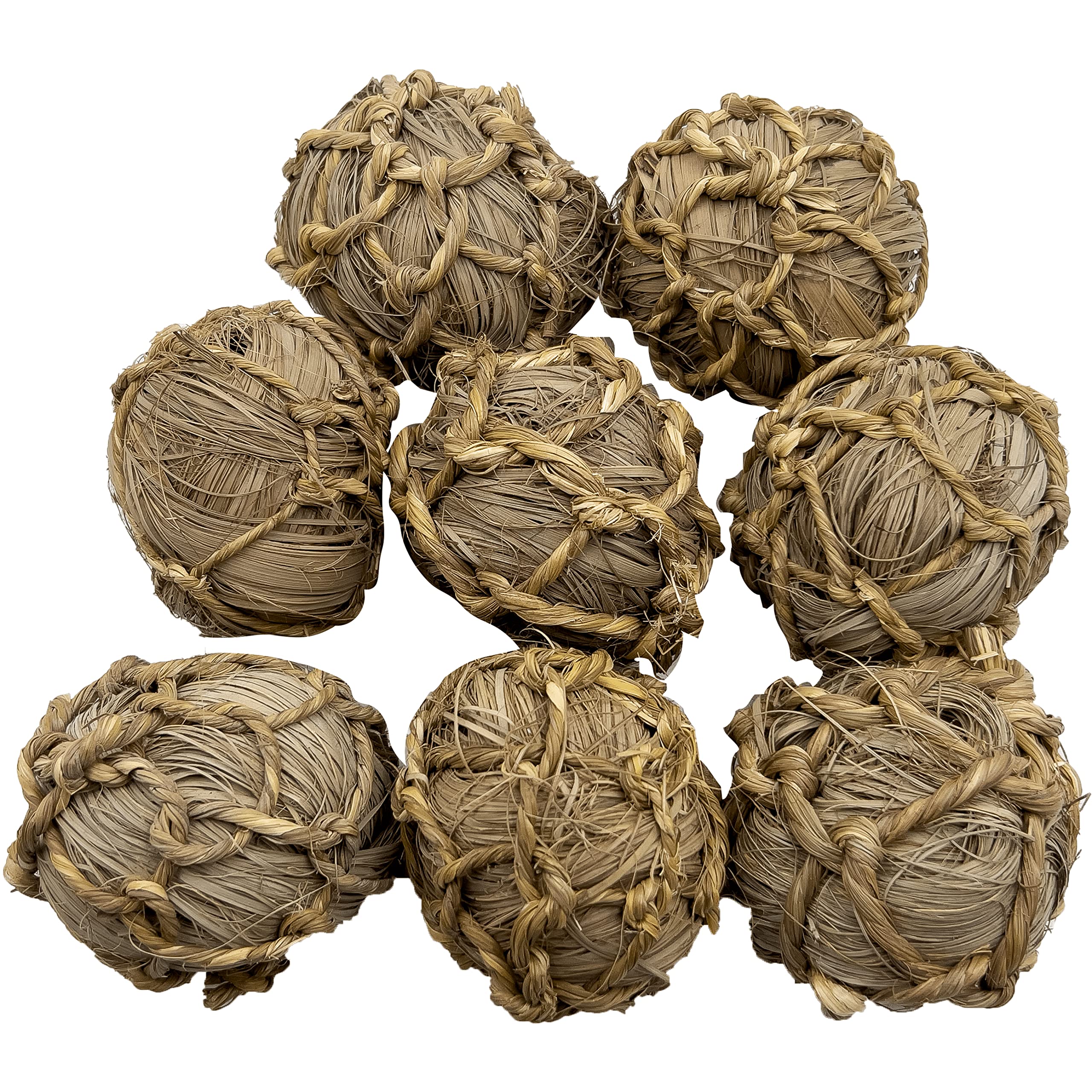 5018 Pk8 Seagrass Sphere Chewers – Handwoven Natural Foraging & Chew Toys for Parrots– Shreddable Bird Foot Toys – Enrichment & Cage Toys for Small & Medium Birds - Made with Natural Seagrass Strips