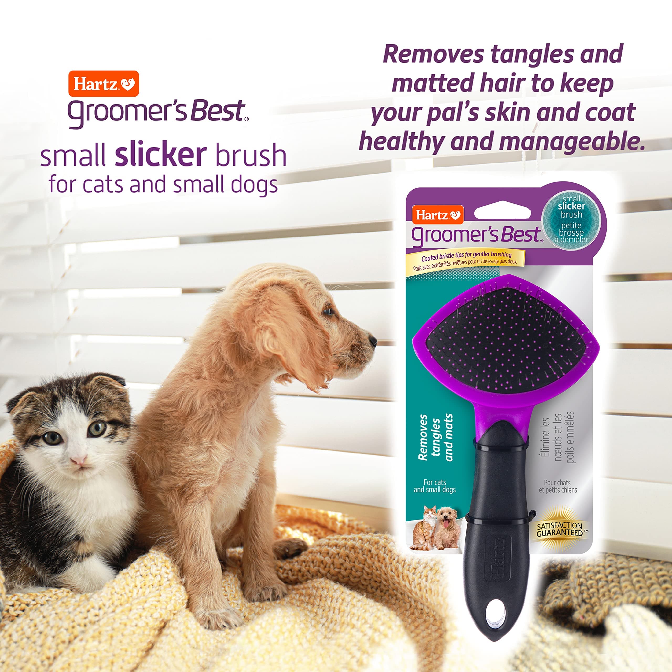 Hartz Groomer's Best Small Slicker Brush for Cats and Small Dogs, Black/Violet, 1 Count - image 3