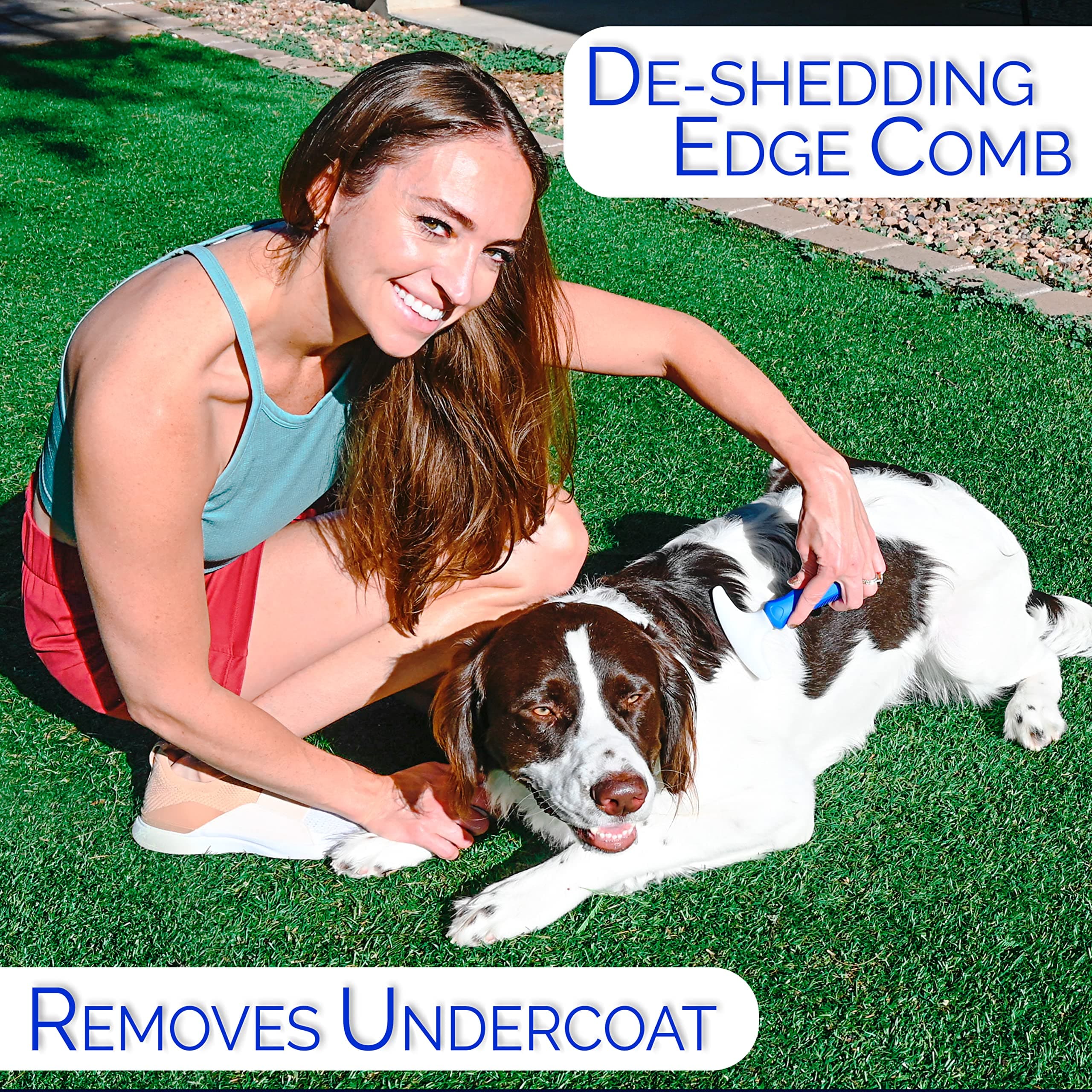 6 In 1 Premium Dog Brush Set - Dog Grooming Brushes - Ball Pin & Bristle Brush, Curved Blade Dematting Comb, Slicker Brush, Deshedding Edge Comb, Detangling Pet Comb - image 6